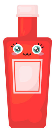 Cute ketchup bottle, illustration, vector on a white background.のイラスト素材