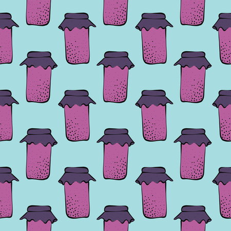 Purple jam,seamless pattern on white background.のイラスト素材