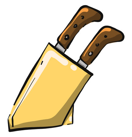 Kitchen knives, illustration, vector on a white background.のイラスト素材