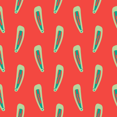 Small hairpin,seamless pattern on red background.のイラスト素材