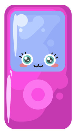 Pink MP3 player, illustration, vector on a white background.のイラスト素材