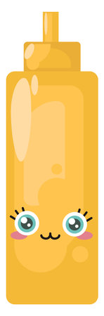 Mustard in a bottle, illustration, vector on a white background.のイラスト素材