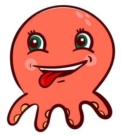 Baby octopus, illustration, vector on a white background.のイラスト素材