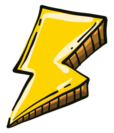 Yellow lightning, illustration, vector on a white background.のイラスト素材