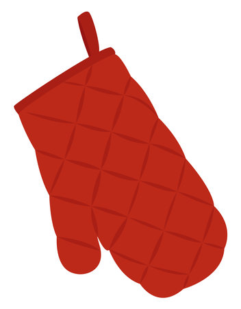 Red kitchen mitten, illustration, vector on a white background.のイラスト素材