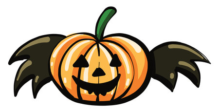 Orange carved pumpkin, illustration, vector on a white background.のイラスト素材