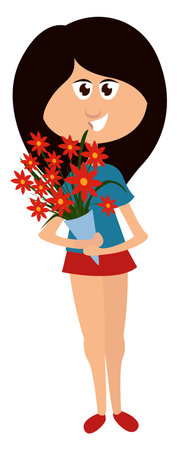 Red bouquet, illustration, vector on a white background.のイラスト素材