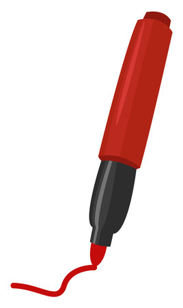 Small red pen marker, illustration, vector on a white background.のイラスト素材
