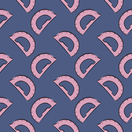 Pink ruler,seamless pattern on blue background.のイラスト素材