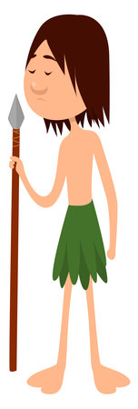 Sad savage, illustration, vector on a white background.のイラスト素材