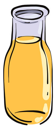 Orange juice in the bottle, illustration, vector on a white background.のイラスト素材
