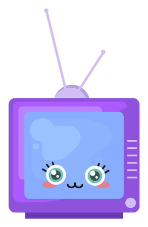 Cute purple tv, illustration, vector on a white background.のイラスト素材