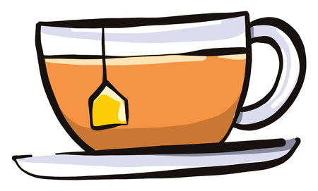 Hot cup of tea, illustration, vector on a white background.のイラスト素材