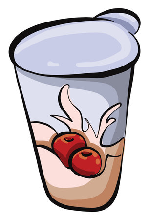 Fruit yogurt, illustration, vector on a white background.のイラスト素材