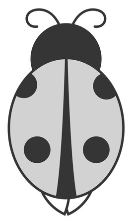Grey ladybug, illustration, vector on white background.のイラスト素材