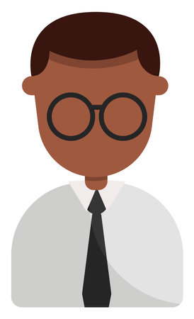 Man with a tie and glasses, illustration, vector on white background.のイラスト素材