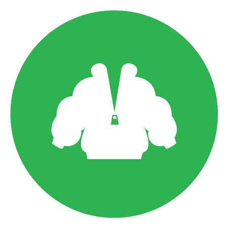 White soft jacket in a green circle, illustration, vector on white background.のイラスト素材
