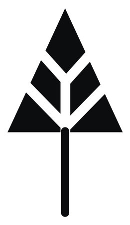 Triangle shaped tree with five white lines, illustration, vector on white background.のイラスト素材