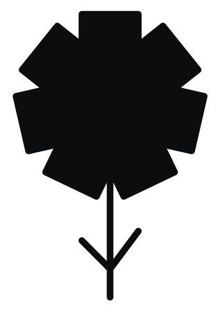 Black blossom with seven petals, illustration, vector on white background.のイラスト素材