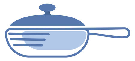 Pan with a lid , illustration, vector on white background.のイラスト素材