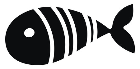 Black fish with five white lines, illustration, vector on white background.のイラスト素材