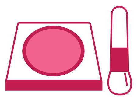 Bright pink blush and brush, illustration, vector on white background.のイラスト素材