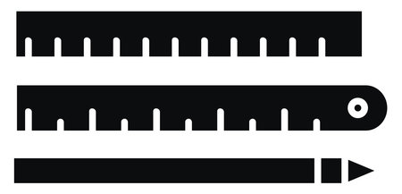 Two rulers and a pen, illustration, vector on white background.のイラスト素材