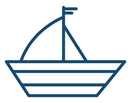 Blue ship with lines, illustration, vector on white background.のイラスト素材