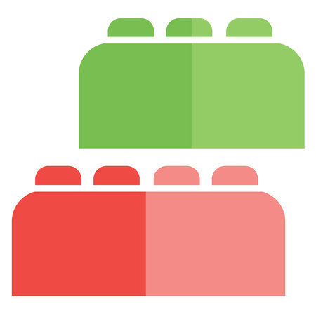 Red and green lego, illustration, vector on white background.のイラスト素材