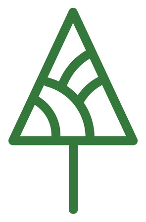 Minimal green triangle winter tree, illustration, vector on white background.のイラスト素材