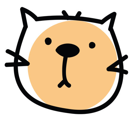 Light brown cat head, illustration, vector on white background.のイラスト素材