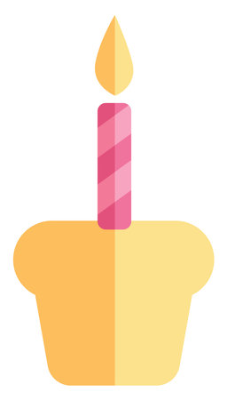 Birthday  cupcake, illustration, vector on white background.のイラスト素材