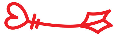 Red arrow with a heart , illustration, vector on white background.のイラスト素材