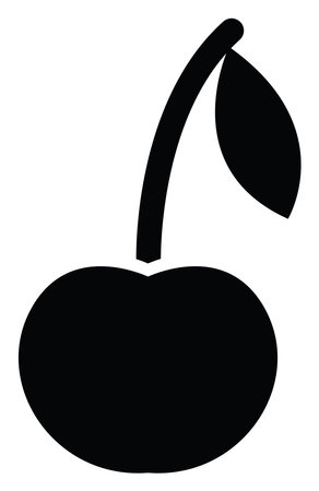 Cherry with a stem, illustration, vector on white background.のイラスト素材