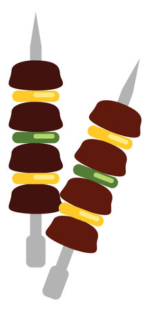 Barbeque on a stick, illustration, vector on white background.のイラスト素材