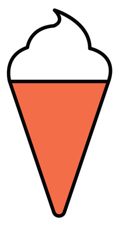 Vanilla ice cream in a cone, illustration, vector on white background.のイラスト素材