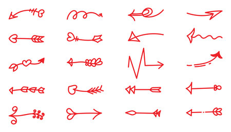 Beautiful red arrows, illustration, vector on white background.のイラスト素材