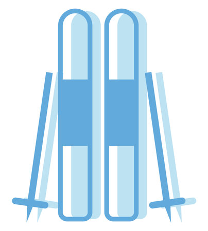 Winter skis, illustration, vector on white background.のイラスト素材