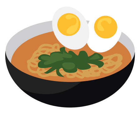 Asian ramen, illustration, vector on a white backgroundのイラスト素材