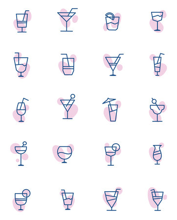 Alcoholic coctails, illustration, vector on a white background