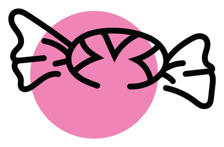 Candy in a pink wrapper, illustration, vector on a white backgroundのイラスト素材