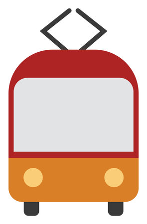 Red tram, illustration, vector on a white backgroundのイラスト素材