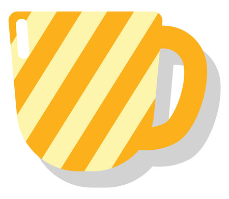 Yellow mug with stripes, illustration, vector on a white backgroundのイラスト素材