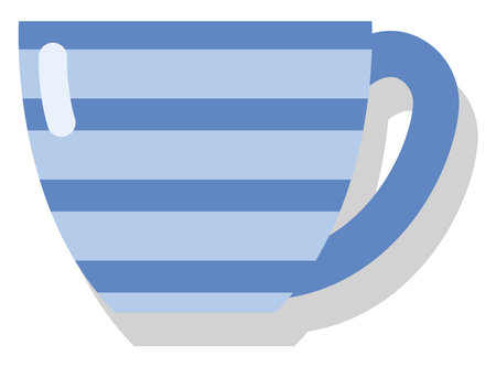 Blue cup with stripes, illustration, vector on a white backgroundのイラスト素材