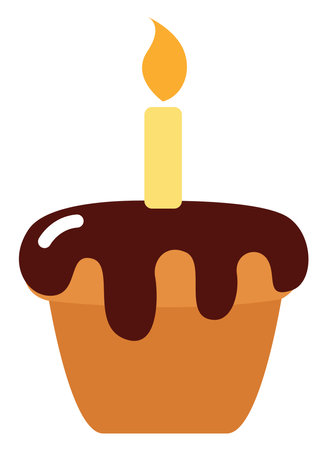 Birthday cupcake, illustration, vector on a white backgroundのイラスト素材