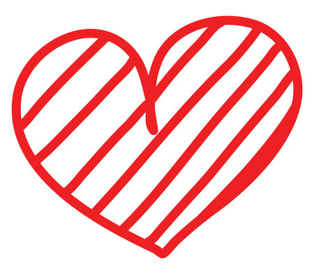 Red heart with stripes, illustration, vector on a white backgroundのイラスト素材