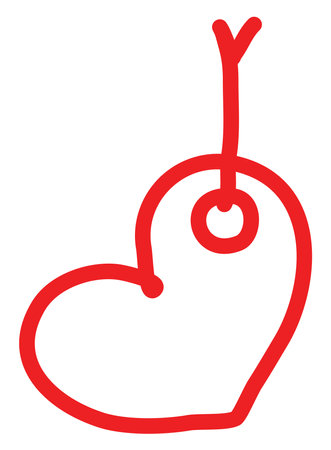 Keychain red heart, illustration, vector on a white backgroundのイラスト素材