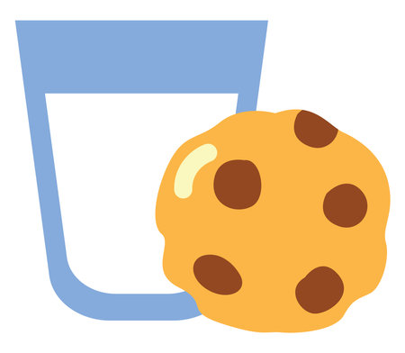 Milk and cookies, illustration, vector on a white backgroundのイラスト素材