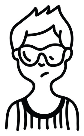 Boy at the beach with sunglasses, illustration, vector on a white backgroundのイラスト素材