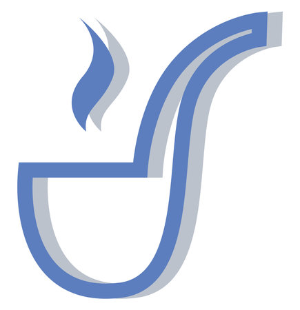 Blue smoking pipe, illustration, vector on a white backgroundのイラスト素材